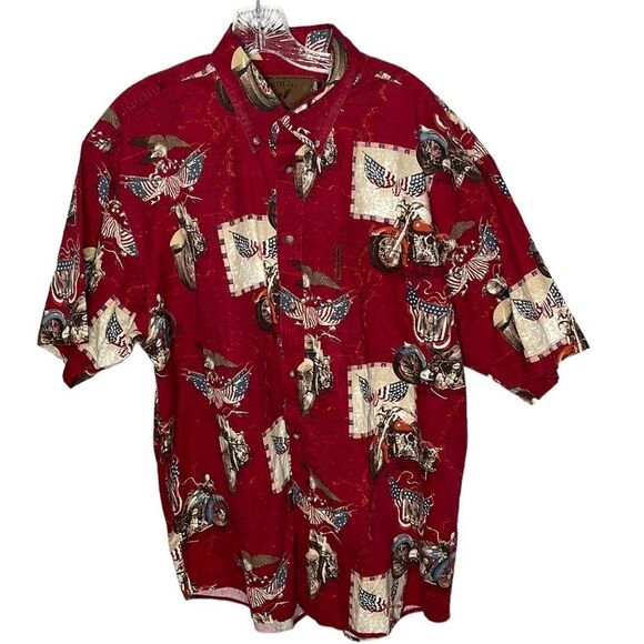 North River Outfitters Vintage Motorcycle Americana Button Down Shirt. Size XL. - Picture 1 of 8